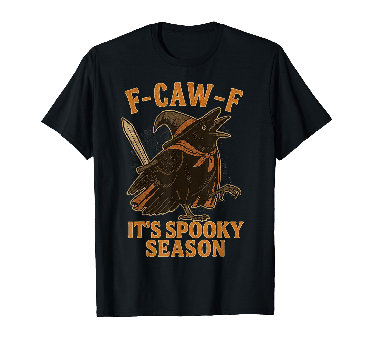 F CAW F It's Spooky Season Crow Dressed as Witch Halloween T-Shirt