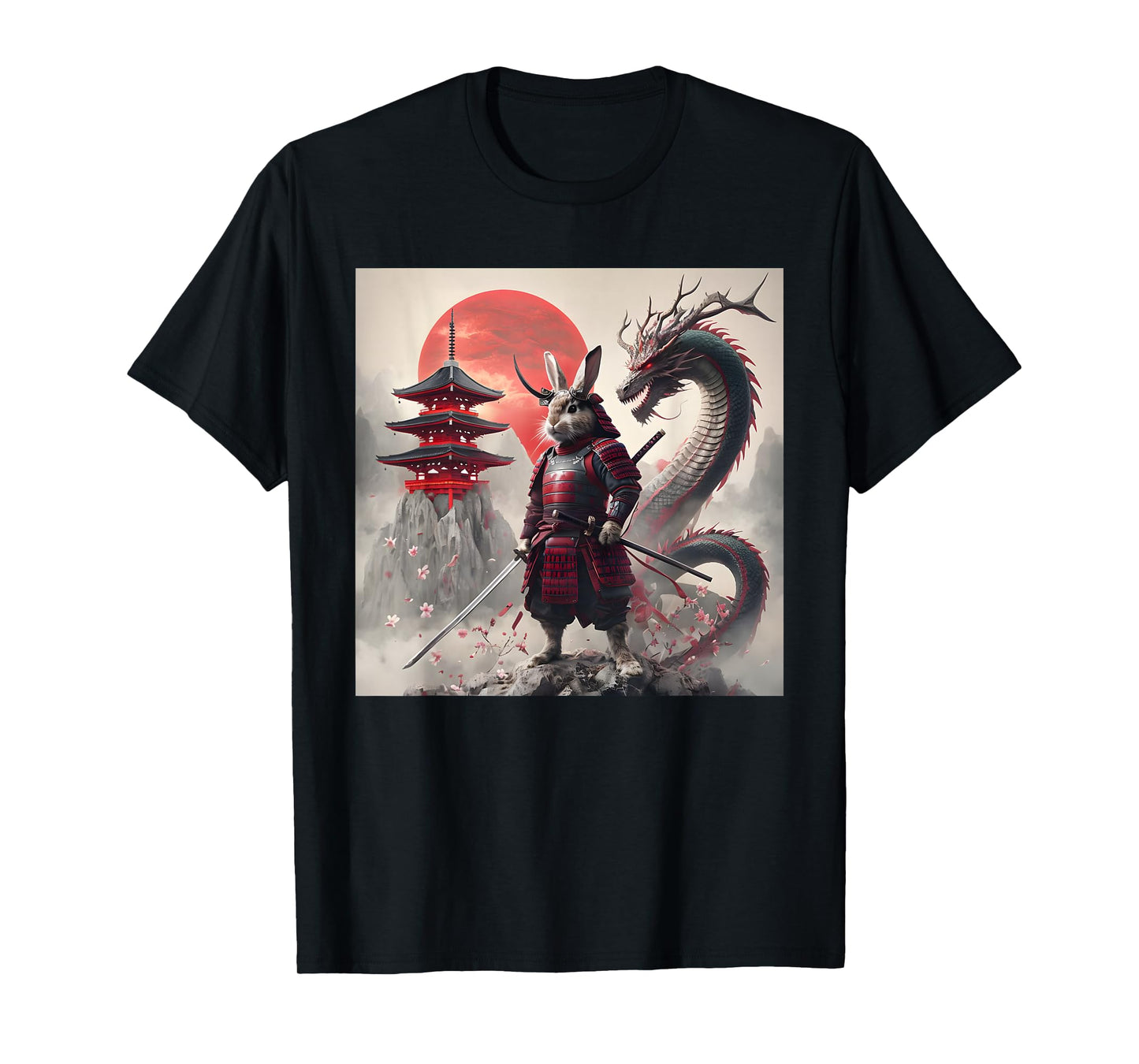 Samurai Bunny Rabbit Graphic Warrior Japanese Rabbit Ninja T-Shirt