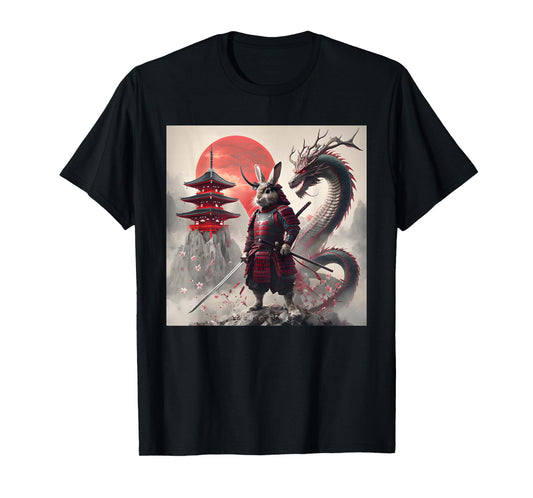 Samurai Bunny Rabbit Graphic Warrior Japanese Rabbit Ninja T-Shirt