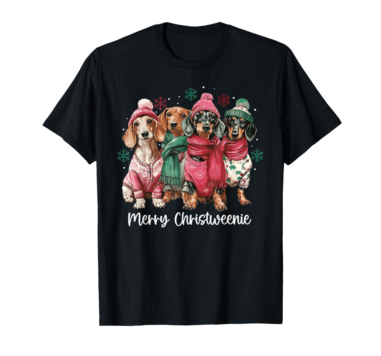 Merry Christmas Dachshund Dog Xmas Wiener Women Men Kids T-Shirt