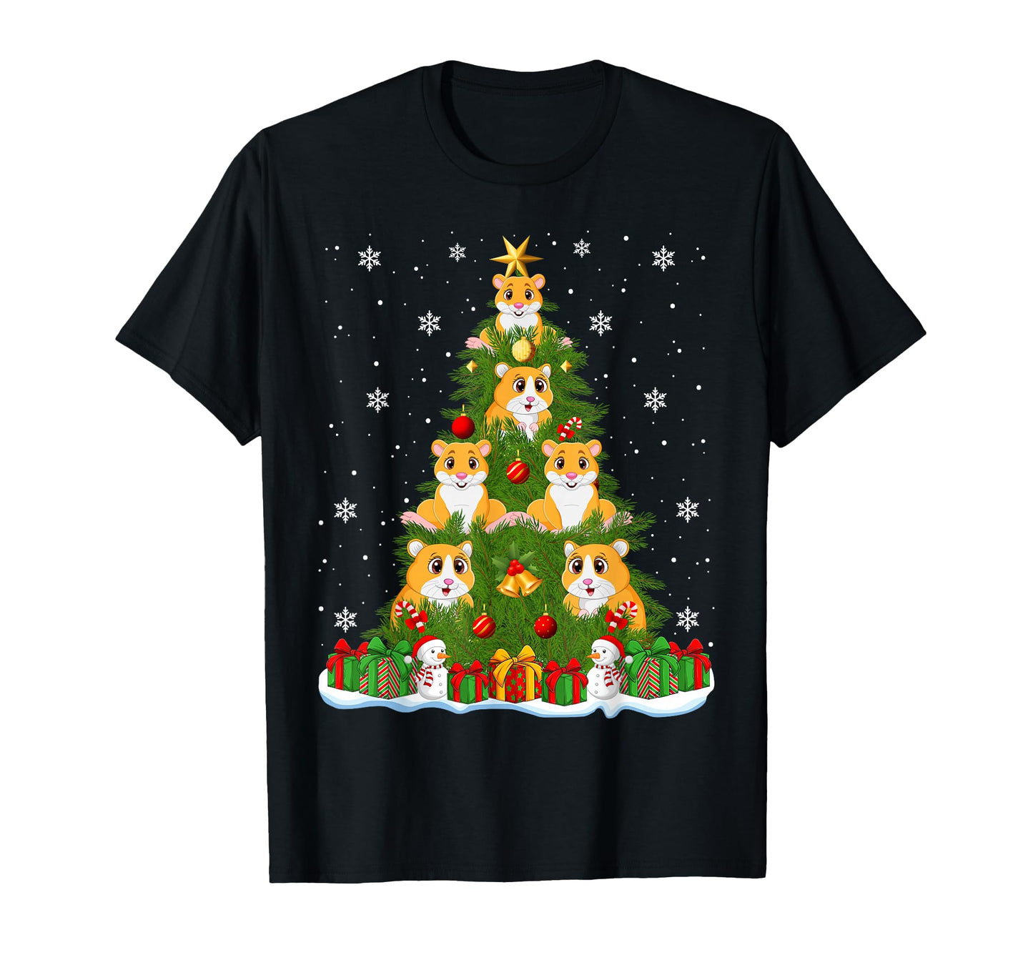 Cute Hamster Christmas Tree Holiday Decor Funny Xmas Lights T-Shirt