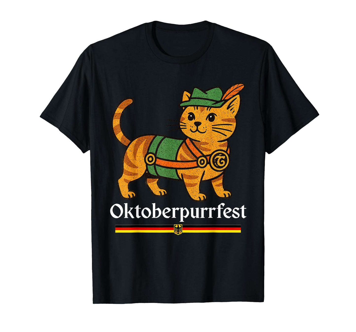 Octoberpurrfest Lederhosen Cat Bavarian Funny Oktoberfest T-Shirt