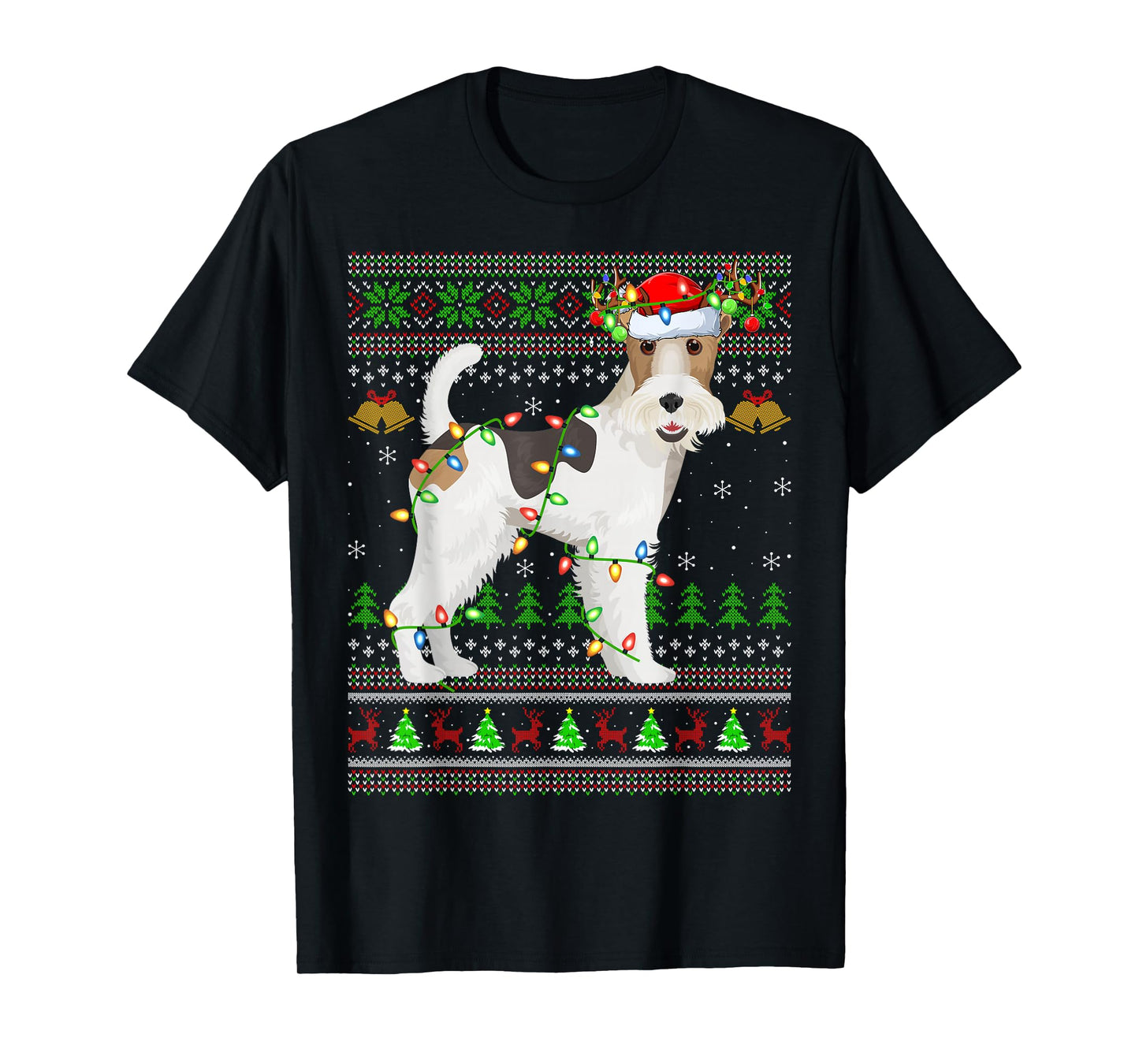 Fox Terrier Dog Ugly Christmas Sweaters Holiday Santa Xmas T-Shirt