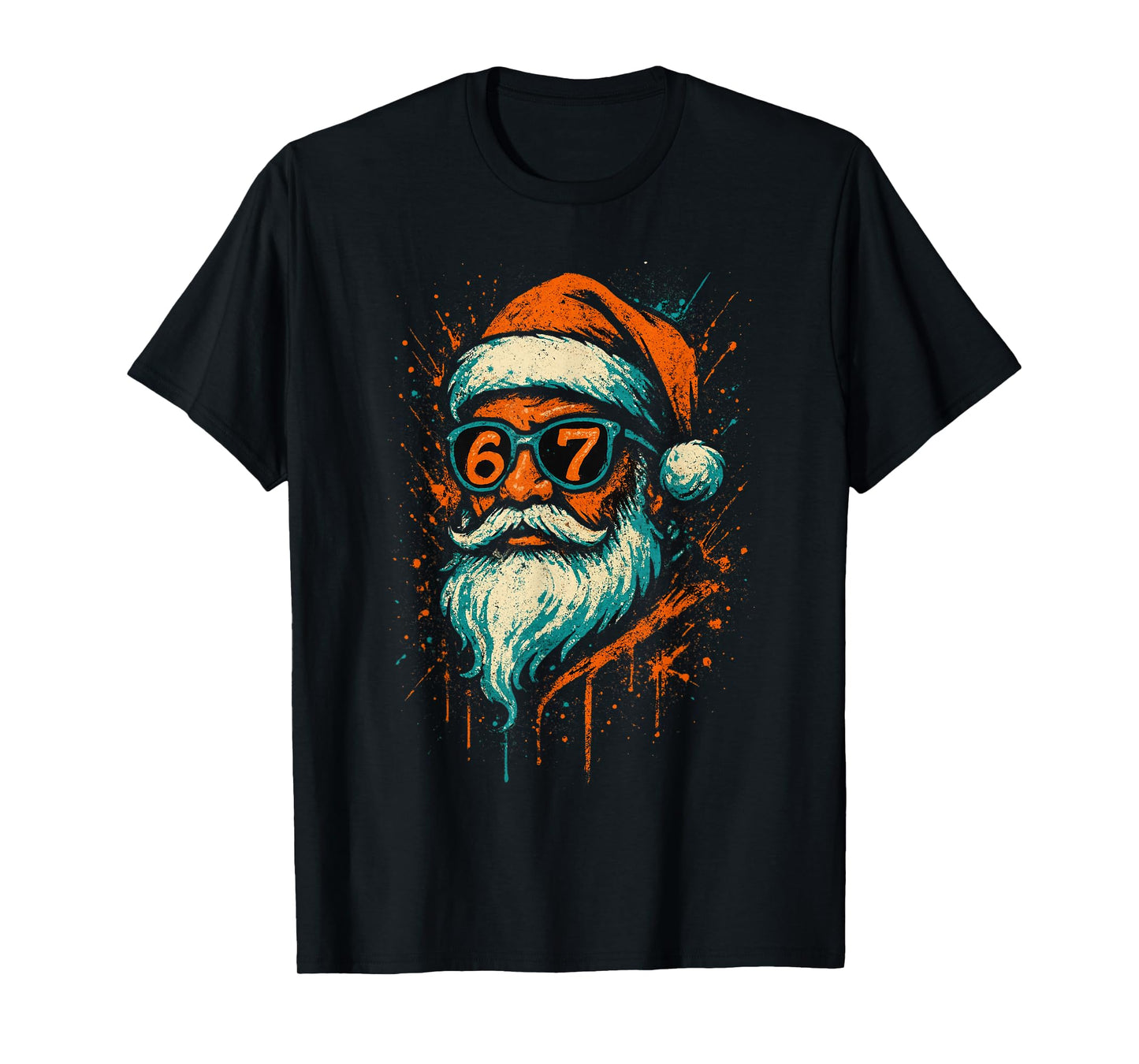 67 Christmas Santa Face 6 7 Meme Six Seven Teen Boys Kids T-Shirt