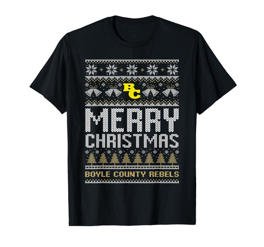 Boyle County Rebels Logo Merry Christmas Ugly Sweater HS T-Shirt