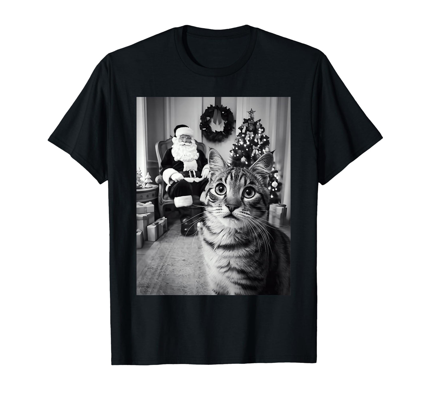 Christmas Santa Claus Merry X-Mas Funny Cat Selfie Cat Lover T-Shirt