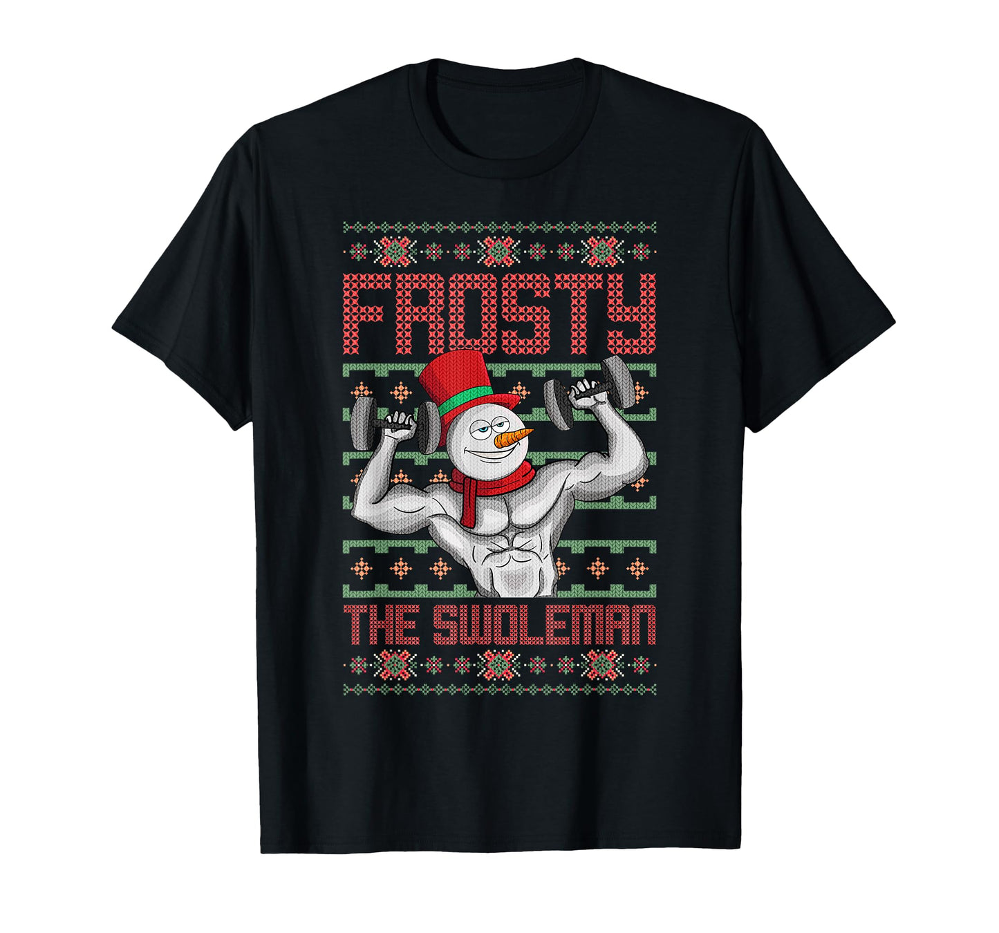 Frosty The Swoleman Snowman Workout Funny Christmas Gym T-Shirt