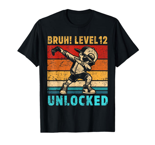 12 Year Old Birthday Dabbing Boy Bruh 12th level unlocked T-Shirt