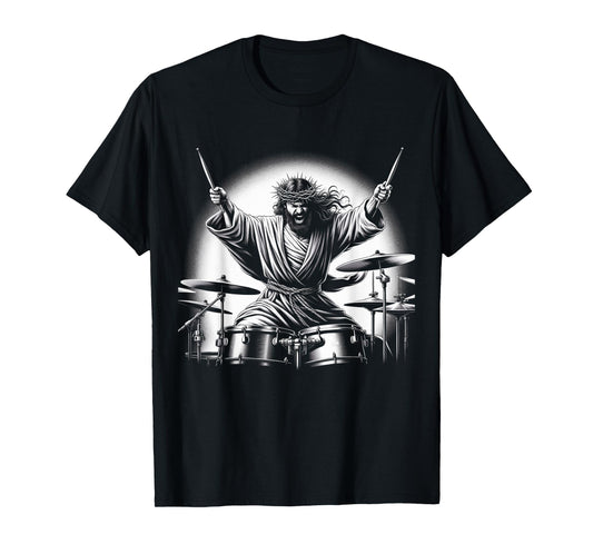Drummer Rock Jesus Drumming T-Shirt