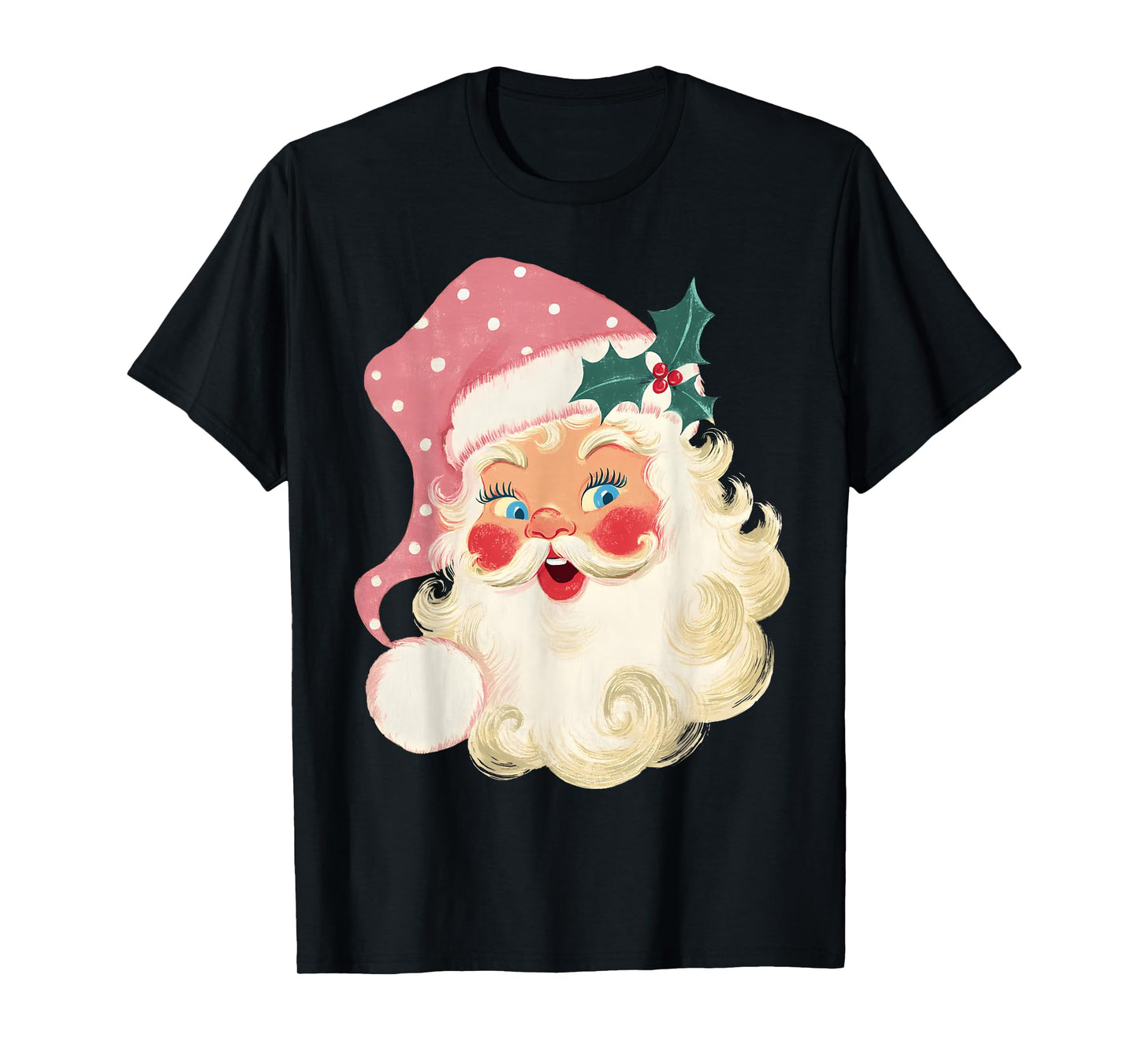Vintage Retro Pink Santa Claus Christmas Xmas Men Women Kid T-Shirt