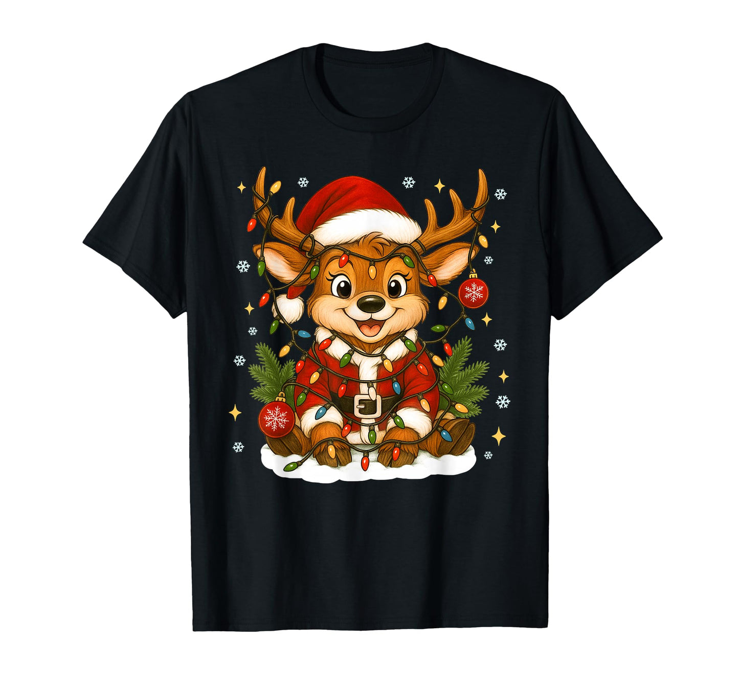 I'm Fine Everything is Fine Funny Christmas Reindeer Women T-Shirt