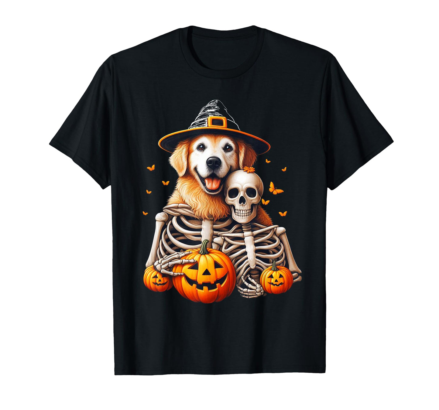 Golden Retriever Dog Costume Spooky Pumpkin Halloween T-Shirt