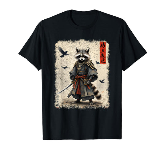 Samurai Raccoon, Japanese Warrior Art | Vintage Anime T-Shirt