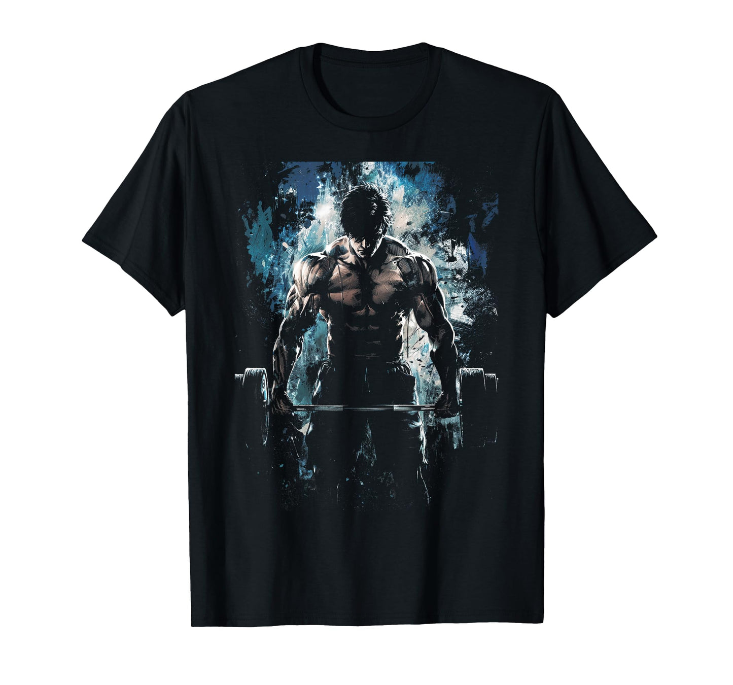 Weightlifting Muscle Gym Fitness Workout Strength Anime Men Character Deadlift Intense Bodybuilding T-Shirt