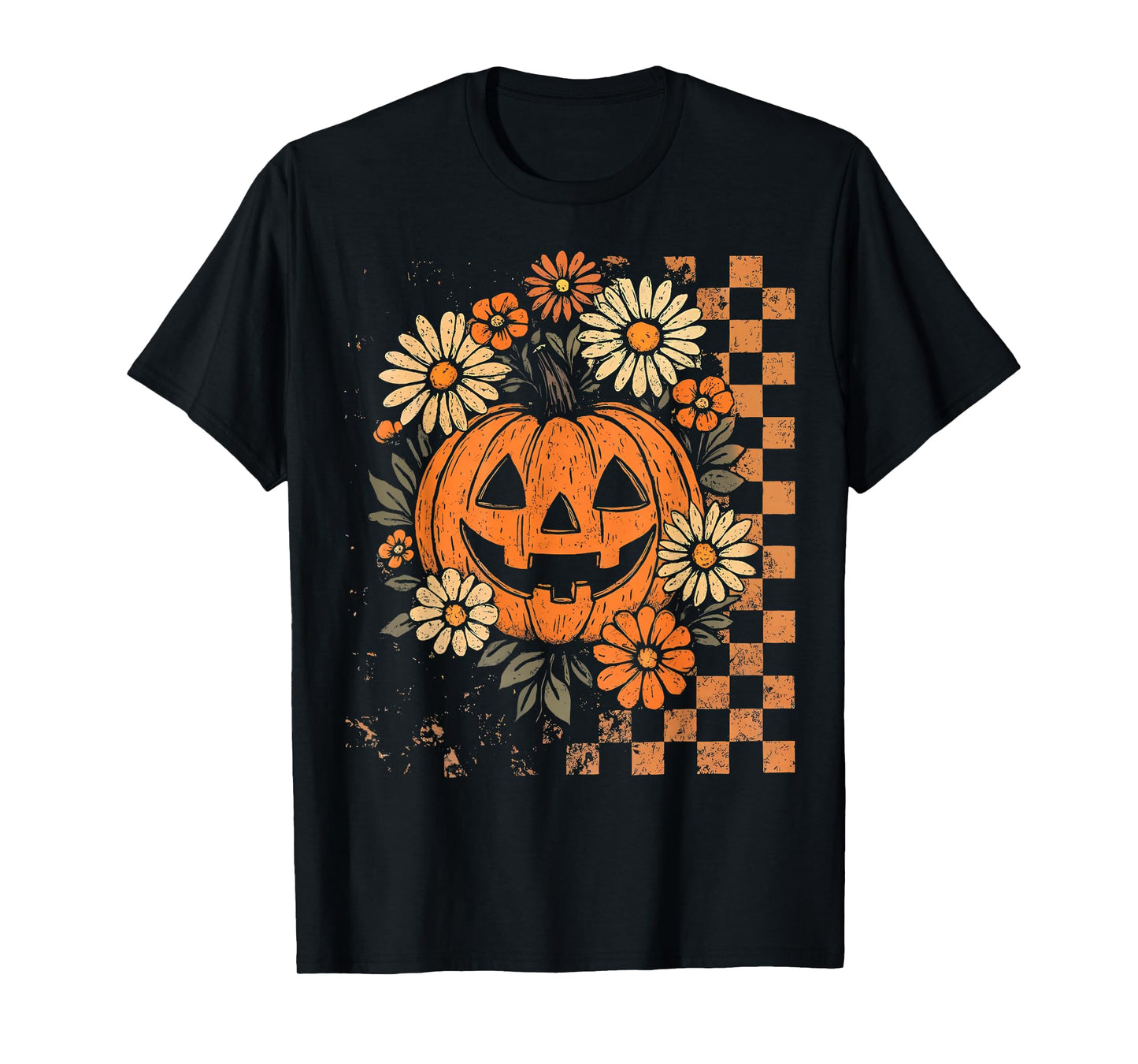 Vintage Floral Boho Pumpkin Cute Halloween Fall T-Shirt