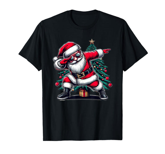 Dabbing Santa Claus Christmas Tree Boys Girls Funny Xmas Dab T-Shirt