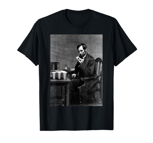 Abe Lincoln Invent's Beer Pong Old Vintage Photograph T-Shirt