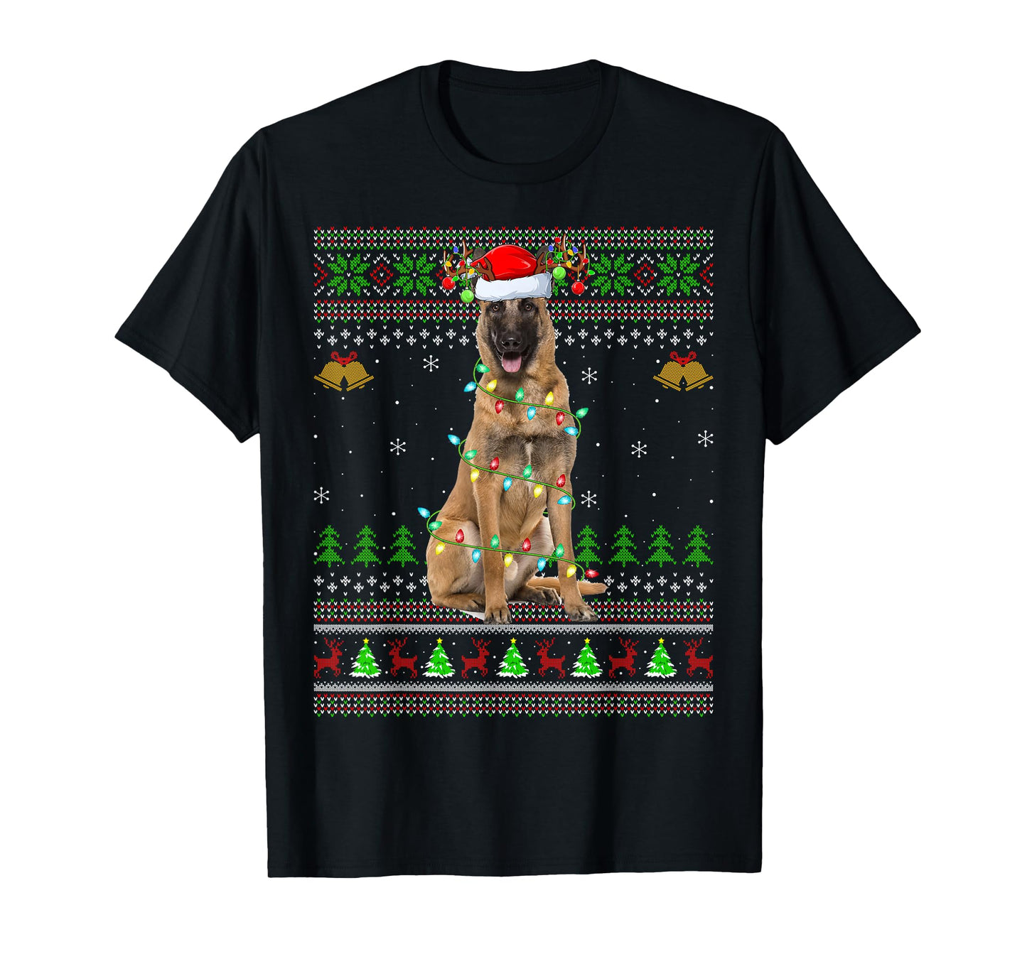 Malinois Dog Ugly Christmas Sweaters Holiday Santa Xmas T-Shirt