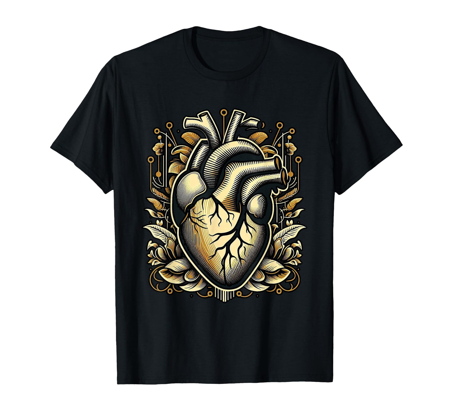 Anatomical Heart with Roots Vintage Style Heart Art T-Shirt