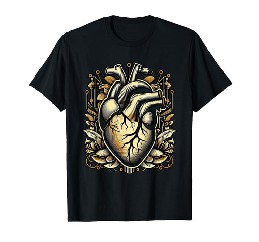 Anatomical Heart with Roots Vintage Style Heart Art T-Shirt