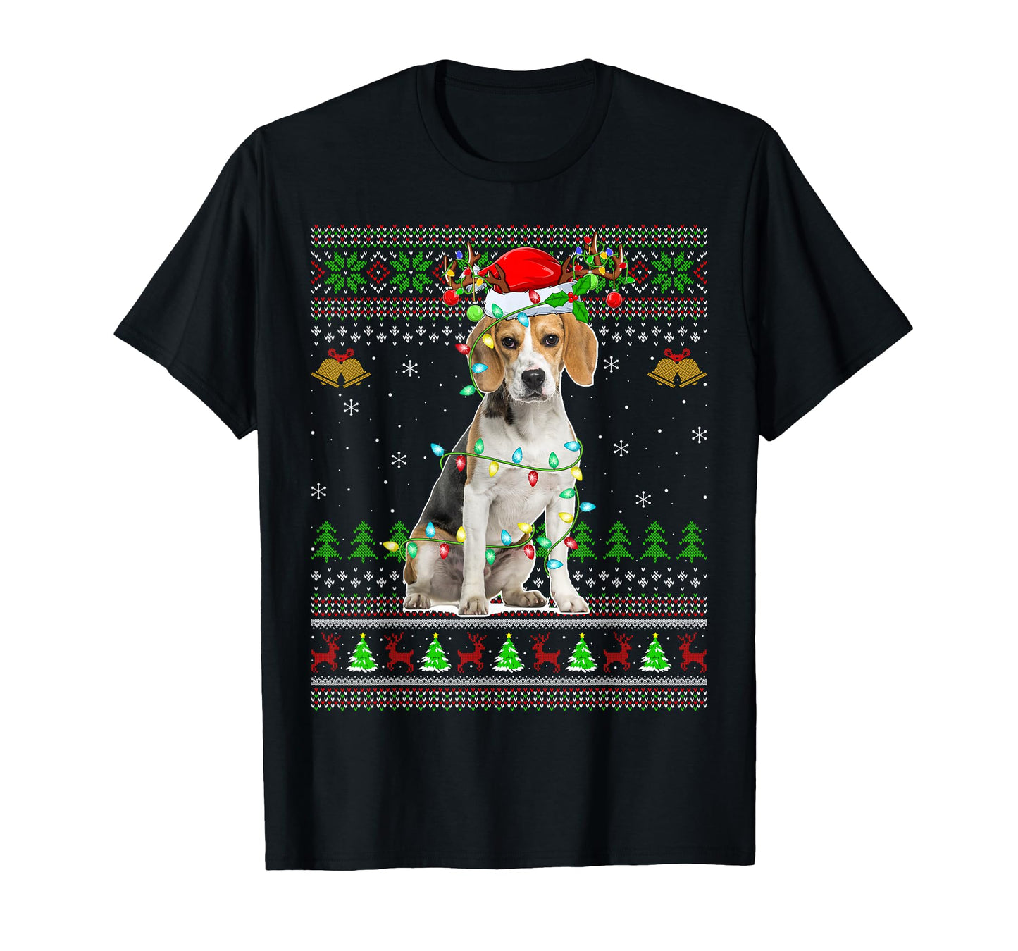 Beagle Dog Ugly Christmas Sweaters Holiday Santa Xmas T-Shirt