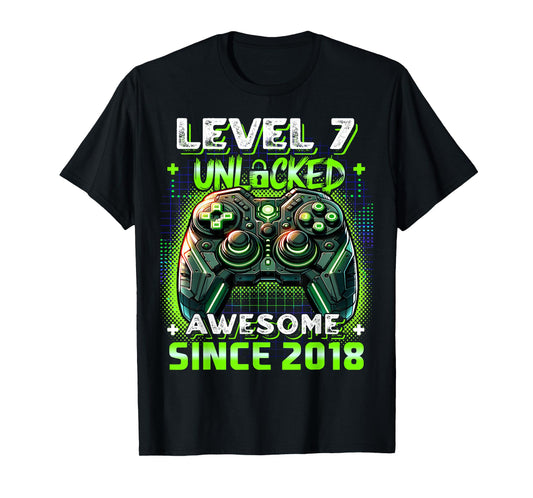 7th Birthday Boy Level 7 Gamer 7 Year Video Game Party T-Shirt