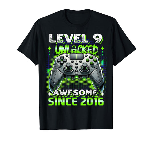 9th Birthday Boy Level 9 Gamer 9 Year Video Game Party T-Shirt