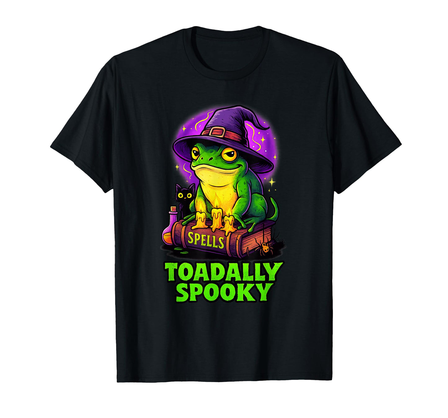 Toadally Spooky Frog Witch Halloween Cat Funny Costume T-Shirt