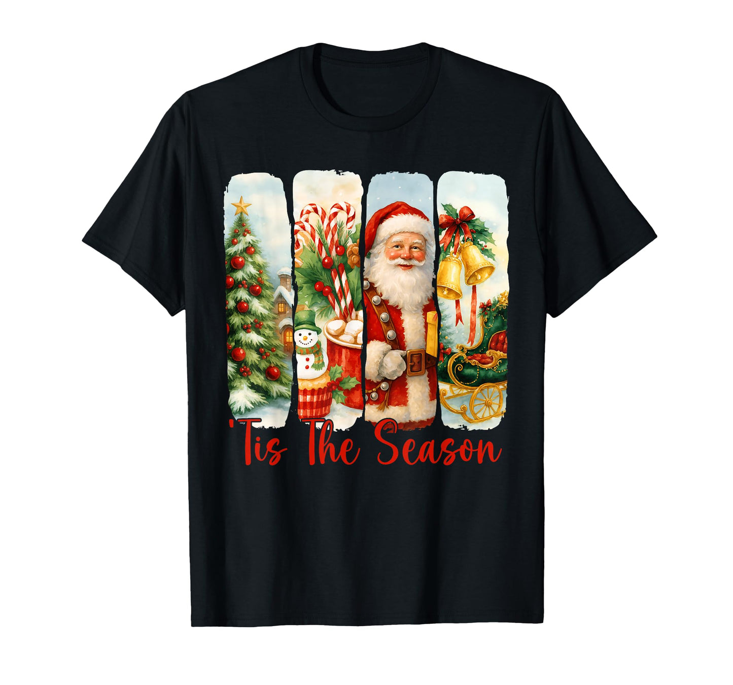 Tis The Season Christmas Tree Santa Claus Holiday Women Kids T-Shirt