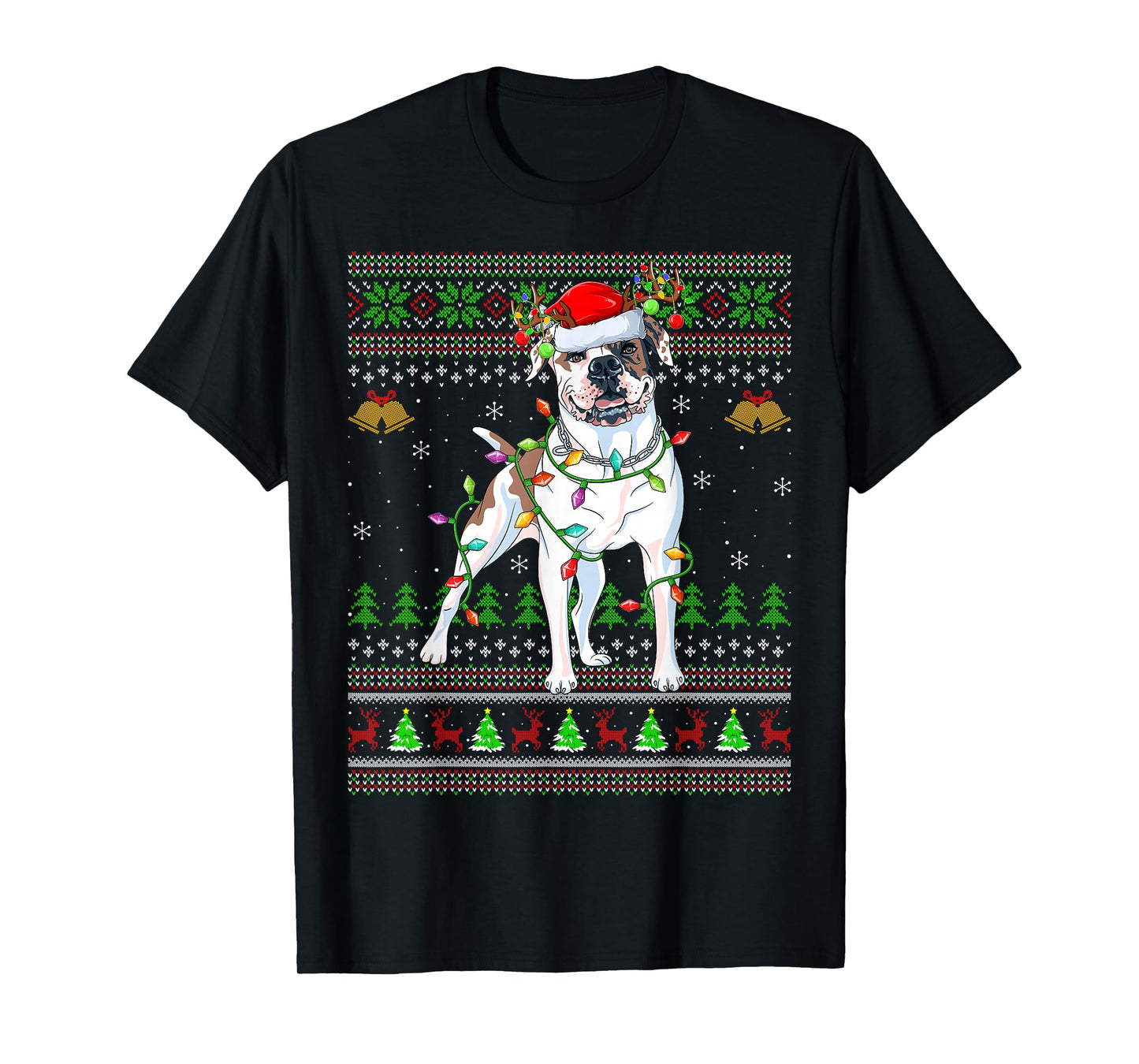 American Bulldog Ugly Christmas Sweaters Holiday Santa Xmas T-Shirt