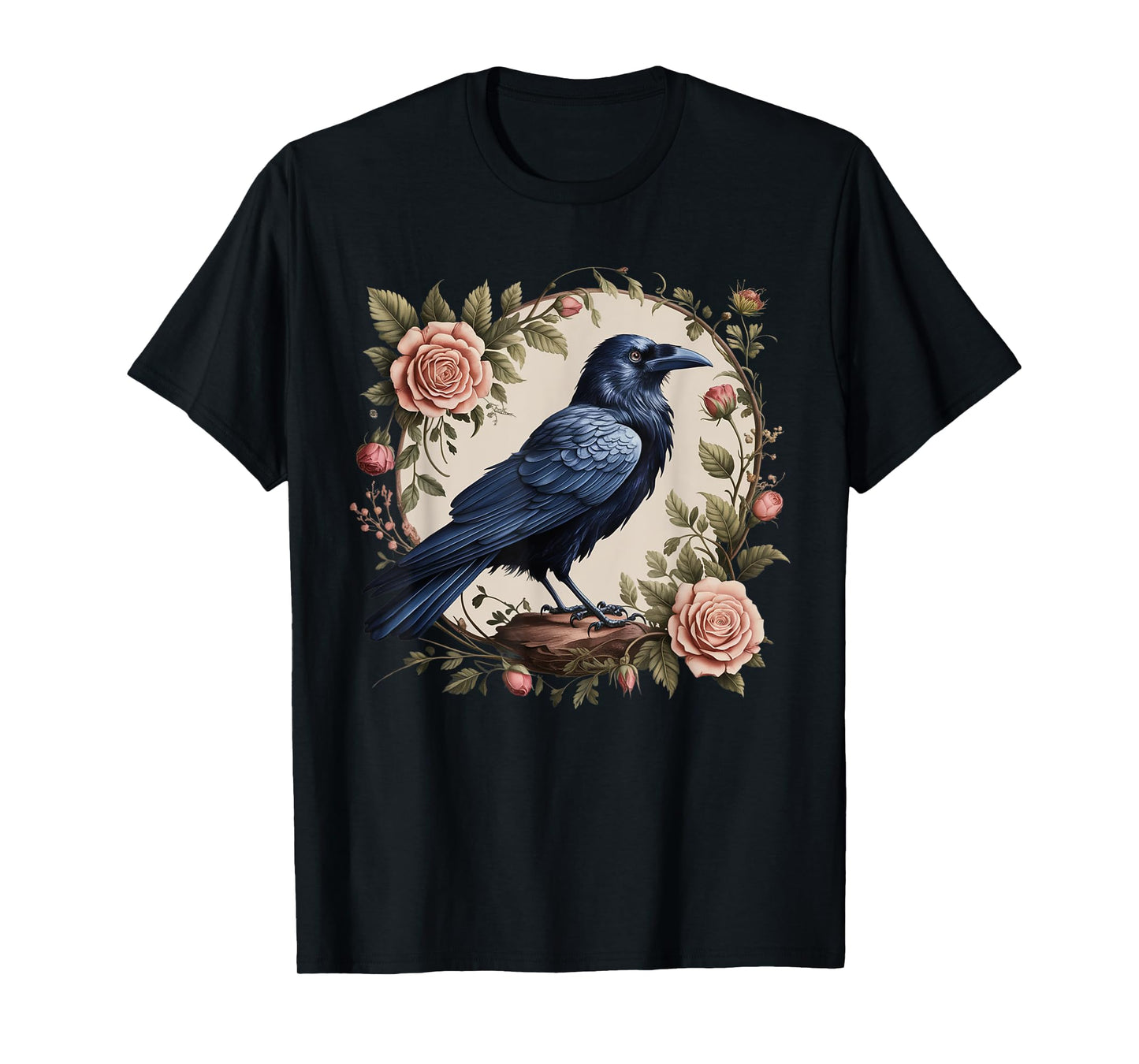 Vintage Raven Tarot Card Gothic Dark Academia Witchy Raven T-Shirt