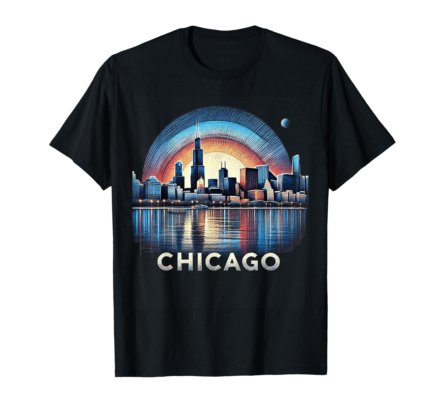 Vintage Chicago Illinois City Skyline Shirt Men Women Retro T-Shirt