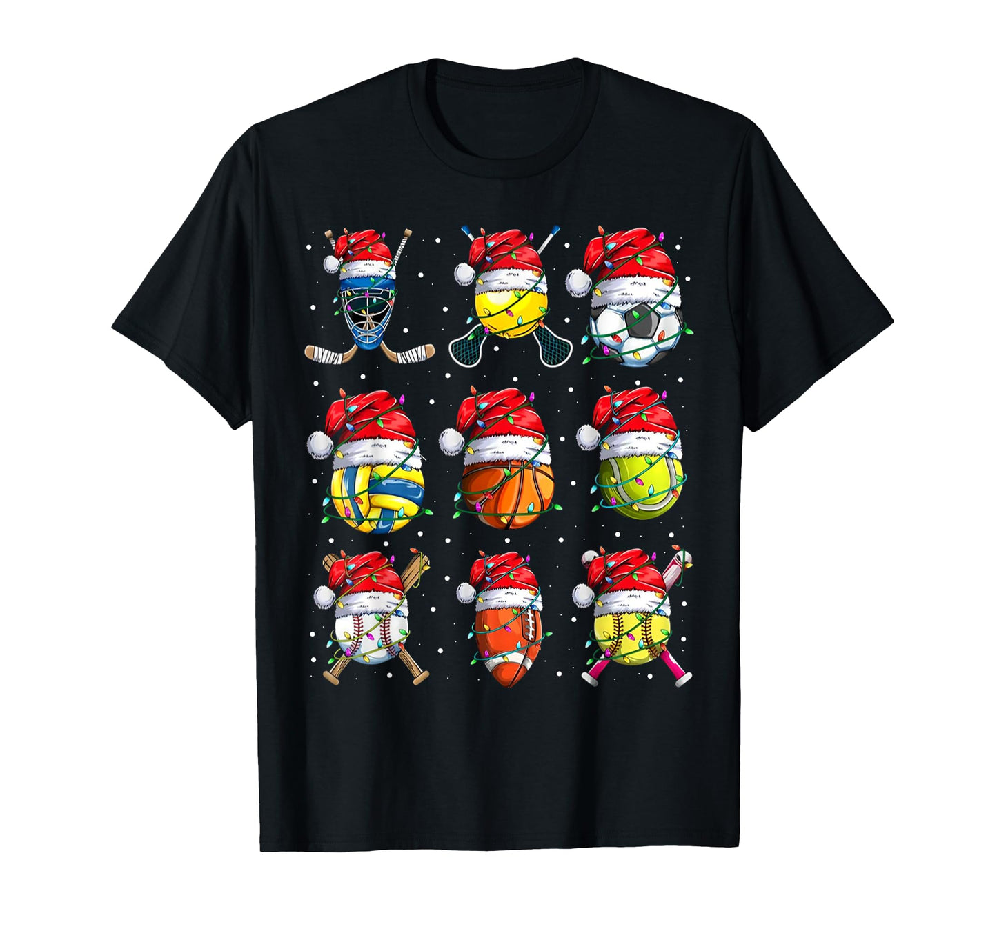 Santa Sports Design For Men Boys Christmas Sport Ball Player T-Shirt
