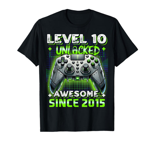 10th Birthday Boy Level 10 Gamer 10 Year Video Game Party T-Shirt