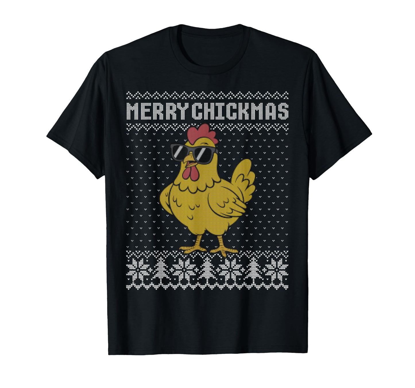 Merry Chickmas, Christmas Chicken Pun, Ugly Chicken Sweater T-Shirt
