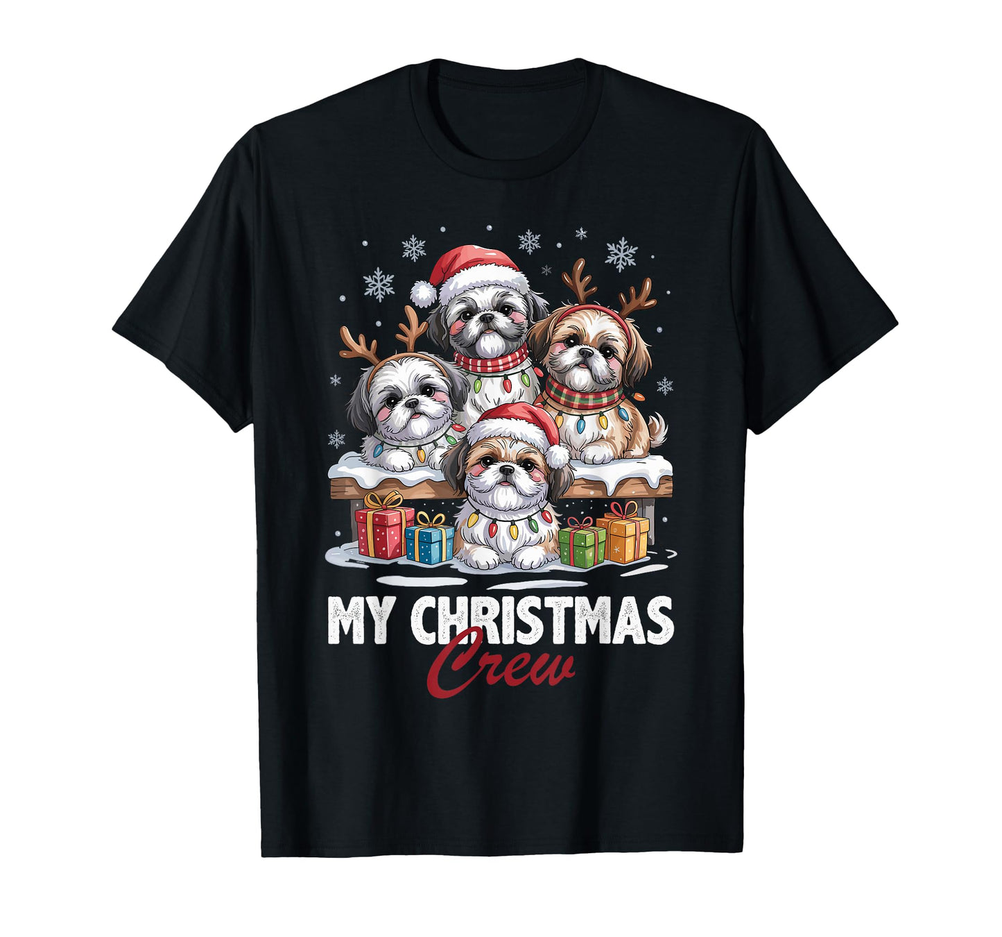 Shih Tzu Christmas Crew Funny Dog Lovers Holiday Pajama T-Shirt