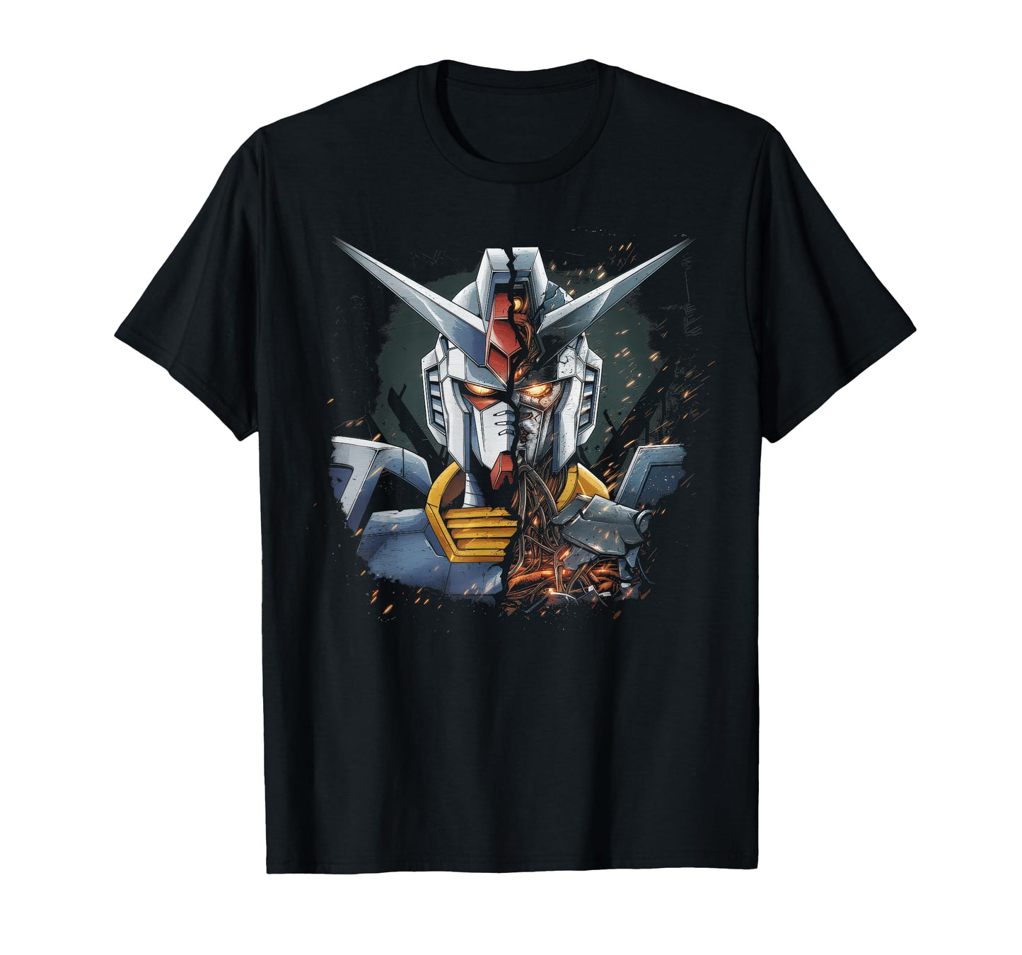 Mecha Tshirt Japanese Mecha Robot Head Anime Art Ukiyo-E T-Shirt