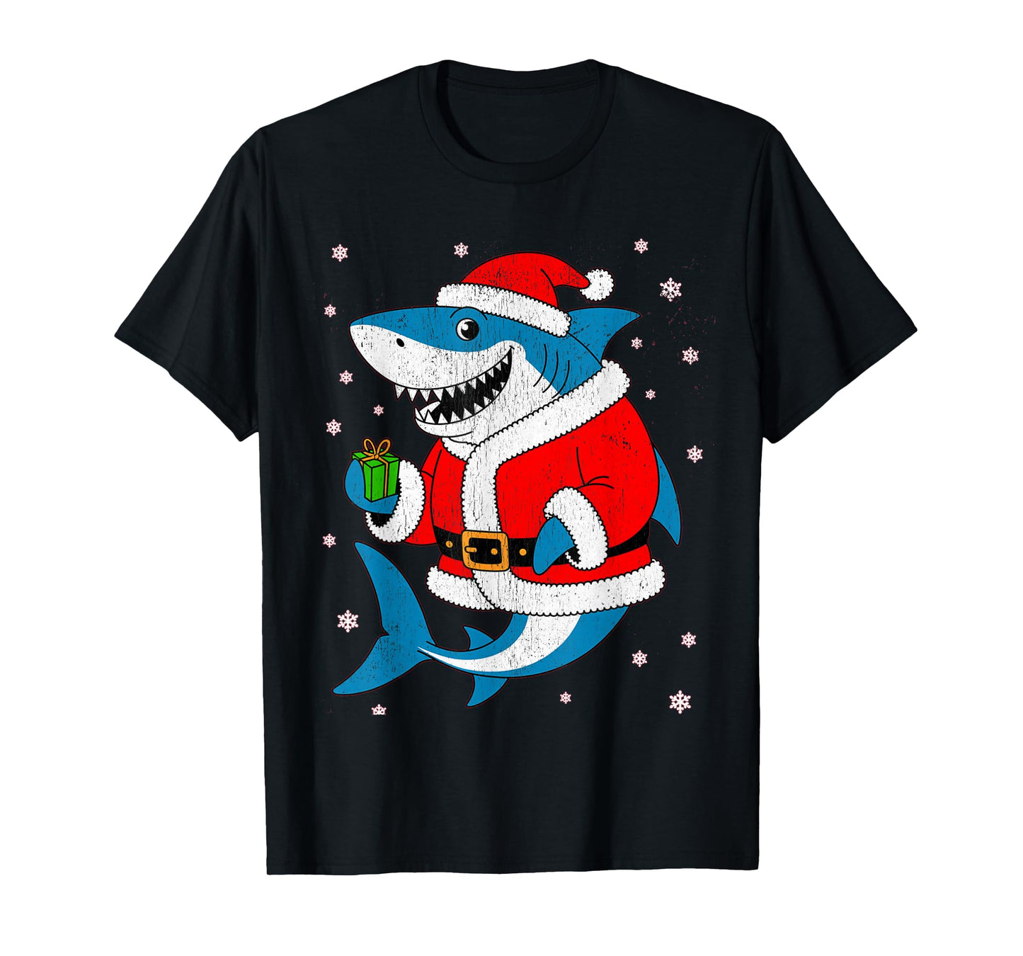 Funny Shark Santa Hat Christmas T-Shirt
