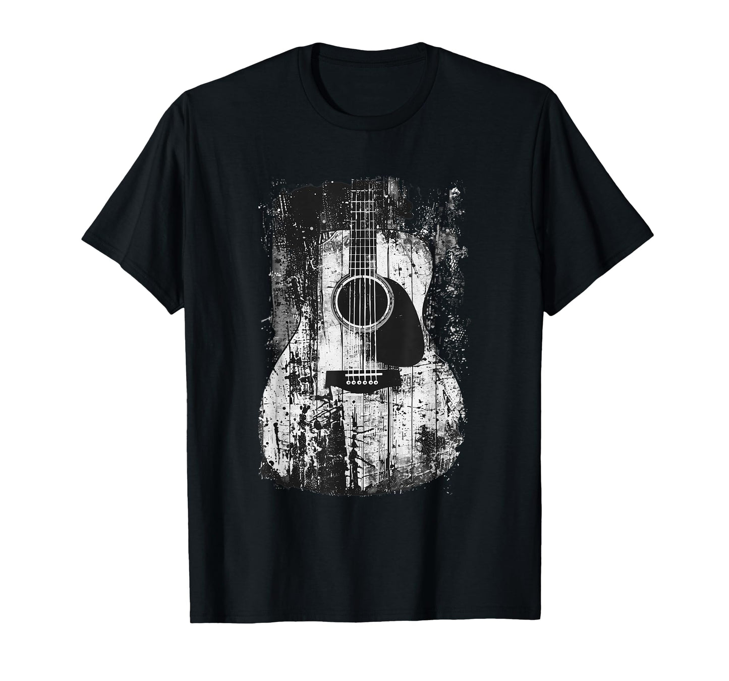 Acoustic Guitar, Vintage, Distressed, Rock & Roll Music. T-Shirt