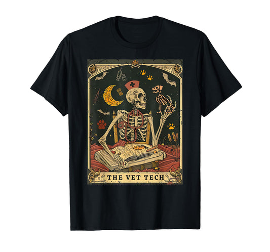 The Vet Tech Tarot Card Skeleton Stethoscope Veterinarian T-Shirt