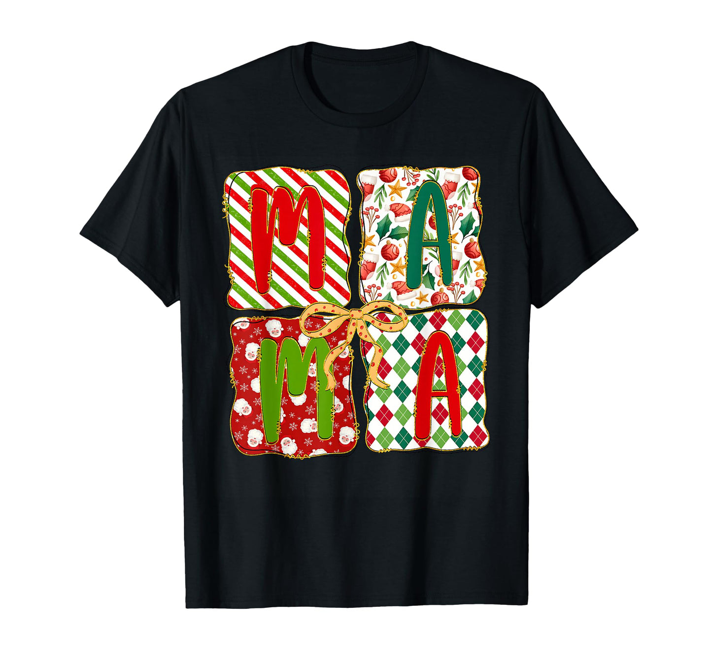 Mama Coquette Bow Mama Claus Merry Christmas Girly Mother T-Shirt
