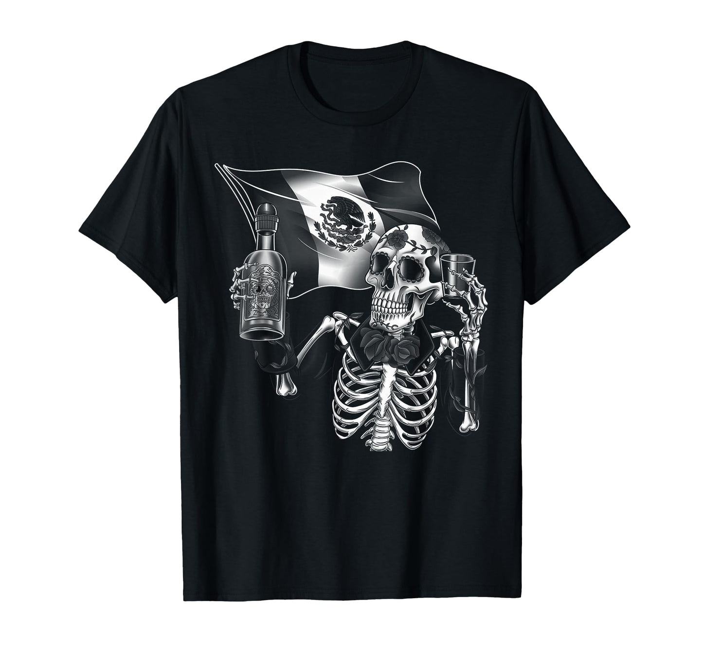Mexico Vintage Skeleton Tequila Dia De Los Muertos Mexican T-Shirt
