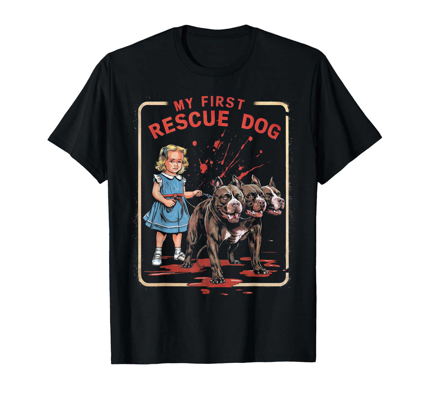 Vintage Horror Movie Lover Retro Halloween Shirt Rescue Dog T-Shirt