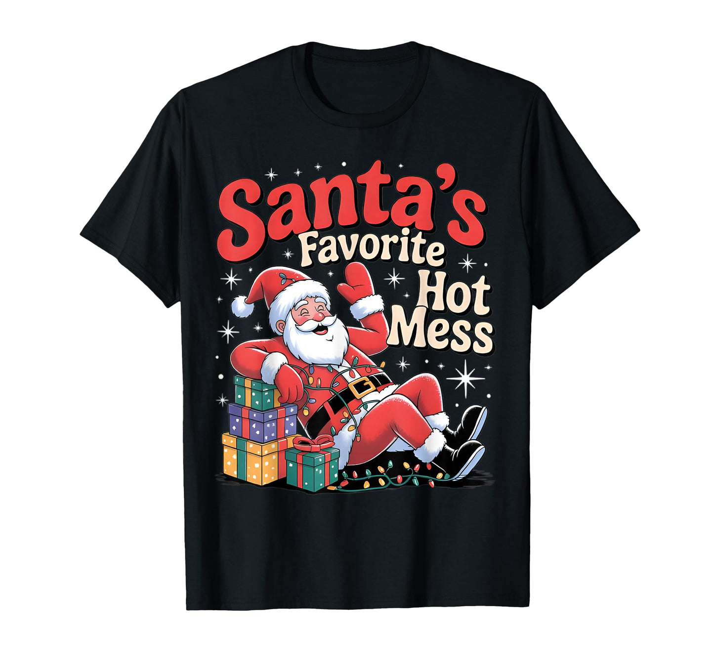 Santa's Favorite Hot Mess Christmas Funny Margarita T-Shirt