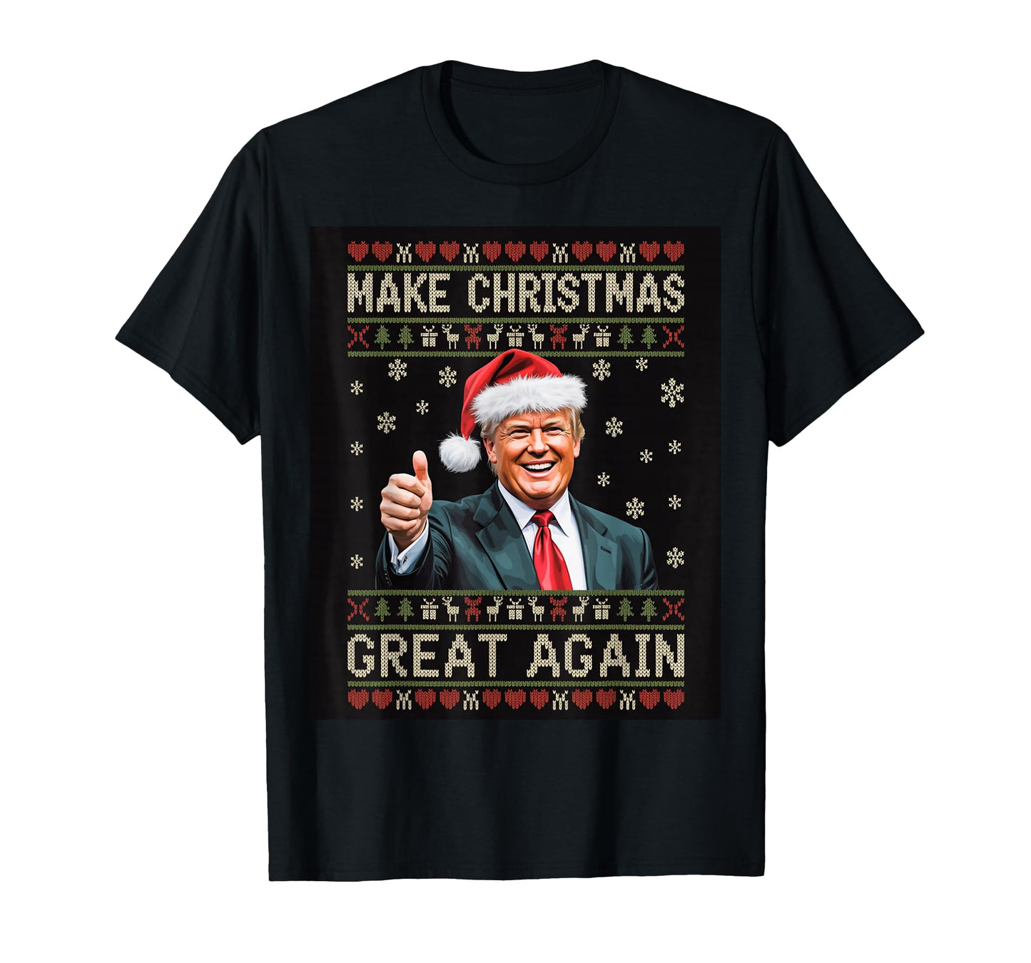 Santa Suit Thumbs-Up Holiday Knit Pattern T-Shirt