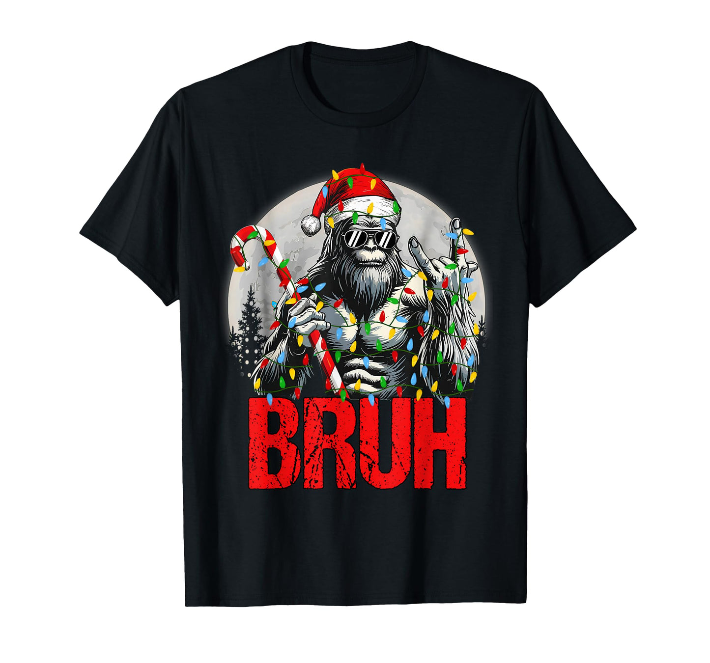 Bruh Santa Bigfoot Christmas Funny Sasquatch Xmas Mens Boys T-Shirt