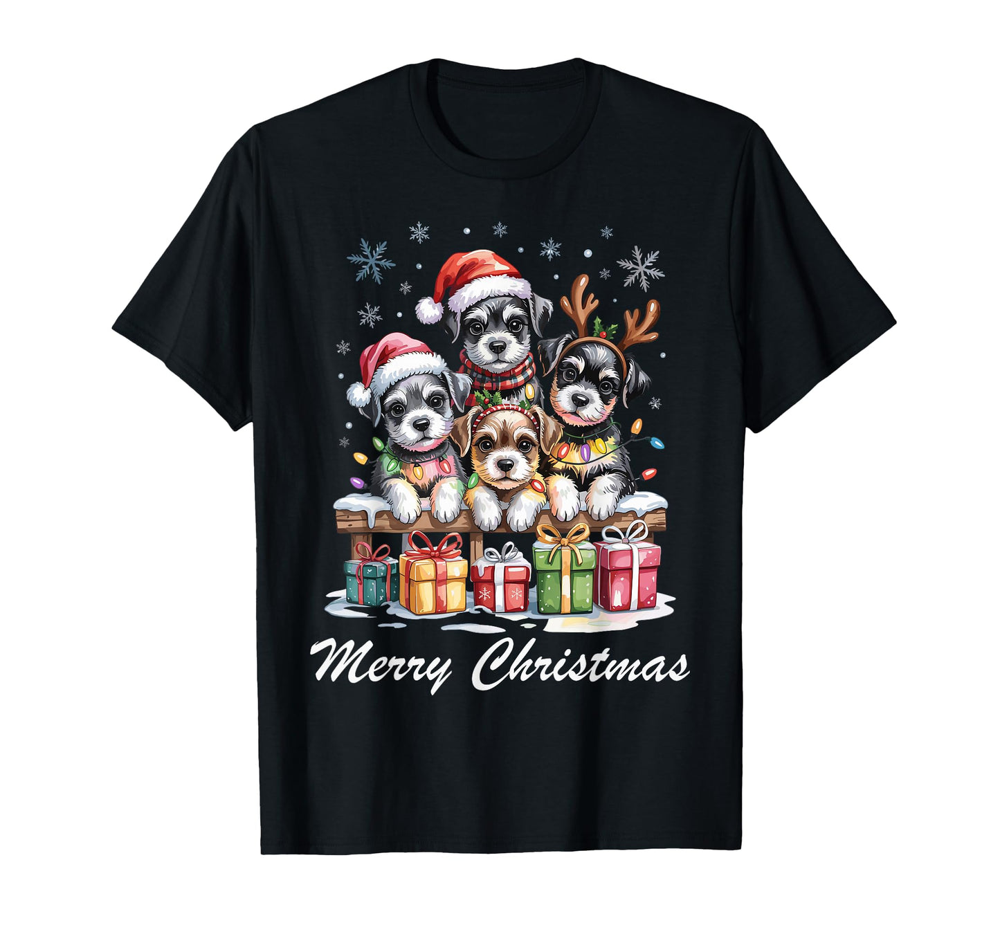 Miniature Schnauzer Merry Christmas Funny Dog Lovers Holiday T-Shirt
