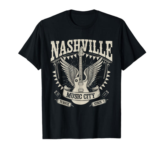 Nashville Music City Tshirt Women Men Tennessee Rock Country T-Shirt