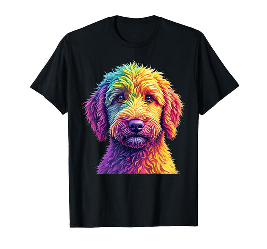 Golden Doodle Dog Colorful Goldendoodle Face dog Lover men T-Shirt