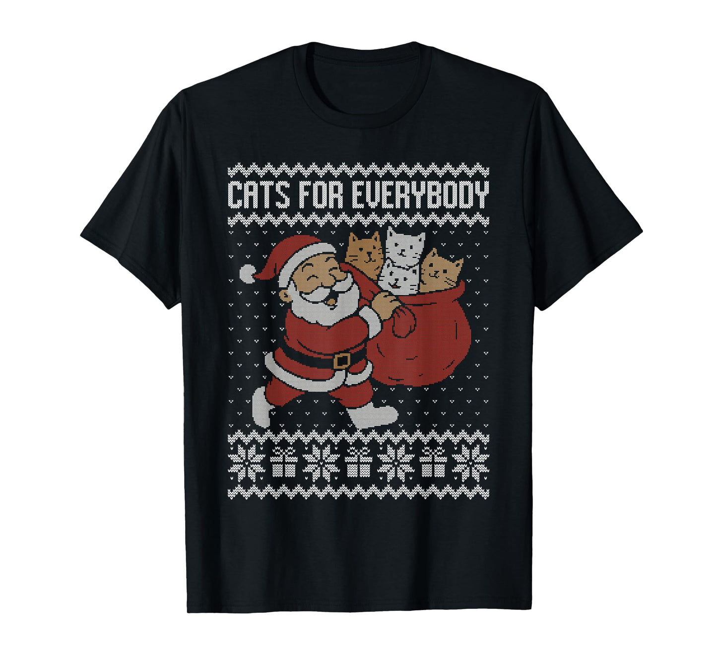 Cats for Everybody Christmas Ugly Sweater Santa Claus T-Shirt